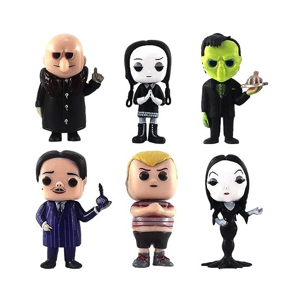 6PCS Figurine Addams Décoration De Fête danniversaire Gâteau Addams Créatif Accessoires De Pâtisserie Garçons Enfants Fête d