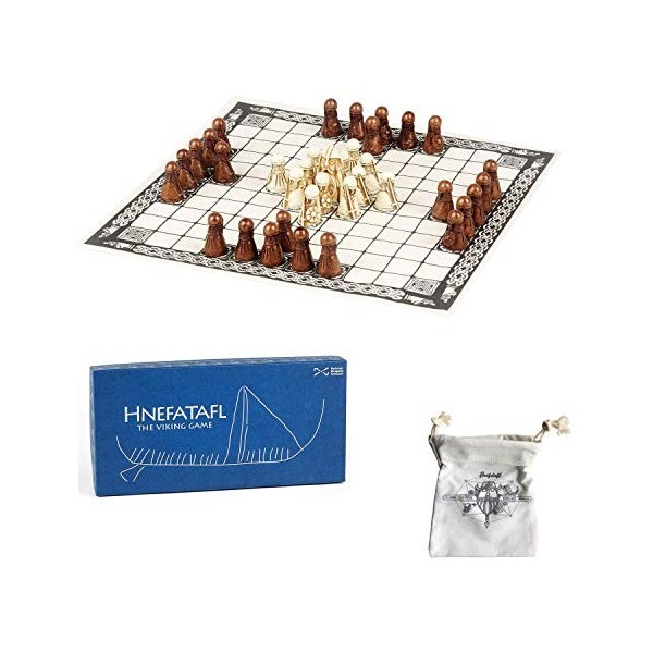 NMS Hnefatafl - Le Jeu Viking - Inclut Une Pochette/pochon en Coton de Conception Unique pour Jouer avec des pions.