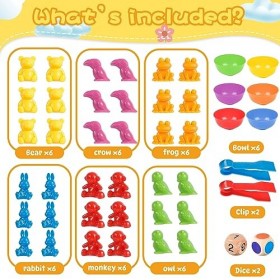 ZLPBAO Jeux Montessori 2 3 4 5 Ans, Montessori-47 pièces Comptage des Animaux Ferme Jouet pour Tri, Jouets éducatifs avec gob