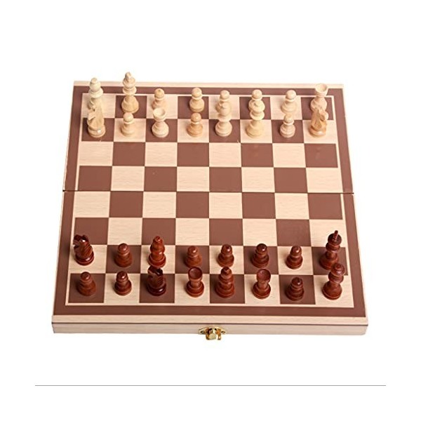 QIAOLI Échecs Ensemble déchecs internationaux en Bois pliants avec Une Planche Pliante Portable Jeu déchecs de Voyage Jeu J