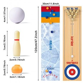 KETIEE 3 en 1 Jeu de Curling de Table, 120x30cm Jeu de Table de Curling et de Jeu de Palets, Set de Table de Bowling, Jeu de 