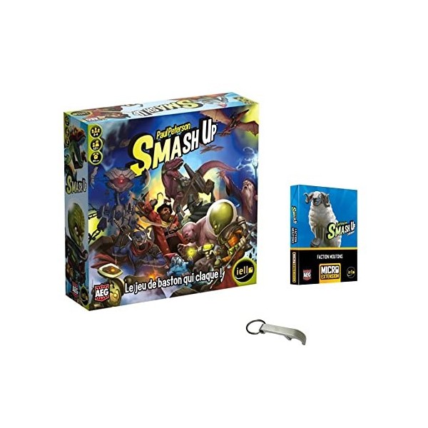 Lot 2 Extensions Smash Up Monstres Sacrés + Trop Mignons + 1 Décapsuleur Blumie