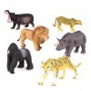 Terra by Battat AN6062BZ - Set de 6 Figurines Animaux Sauvages Réalistes en Plastique - Inclut Lion - Tigre - Jaguar - Hippop