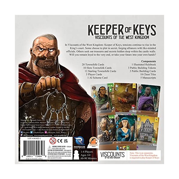 Renegade Game Studios Viscounts of The West Kingdom : Keeper of Keys Expansion - Jeu de société de stratégie, à partir de 14 