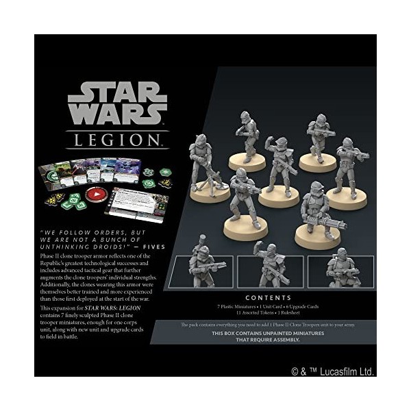 Fantasy Flight Games FFGSWL61 Star Wars: Legion Phase II Clone Troopers Unit Expansion, Mixed Colours