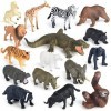 ELECLAND 16Pcs Jungle Zoo Animals Figurines, Safari Animal Figures Jouets, Woodland Animal Figures, Mini Animal Cake Toppers 