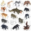 ELECLAND 16Pcs Jungle Zoo Animals Figurines, Safari Animal Figures Jouets, Woodland Animal Figures, Mini Animal Cake Toppers 