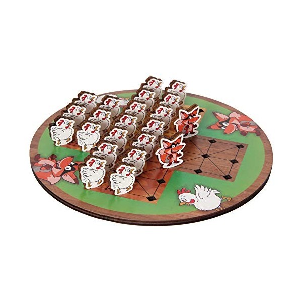 Bartl 111756 Renard et poule Jeu de plateau en bois