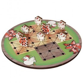 Bartl 111756 Renard et poule Jeu de plateau en bois