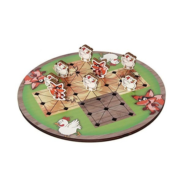 Bartl 111756 Renard et poule Jeu de plateau en bois