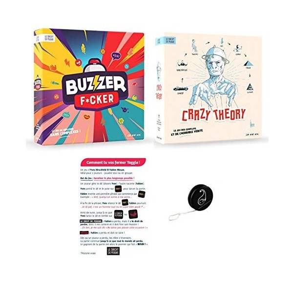 Blumie Shop Lot de 3 Jeux Buzzer F*CKER + Crazy Theory + Comment tu Vas Fermer Taggle + 1 Yoyo