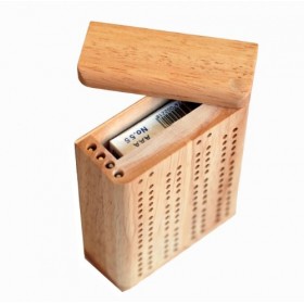 WE Games Mini Travel Cribbage Set - Solid Wood 2 Track Board with Swivel Top and Storage for Cards and Metal Pegs by WE Games