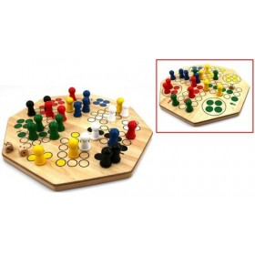 Engelhart - Grand Jeu de Petits Chevaux 50 cm x 50 cm en Bois, Reversible 4 et 6 Joueurs