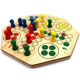 Engelhart - Grand Jeu de Petits Chevaux 50 cm x 50 cm en Bois, Reversible 4 et 6 Joueurs