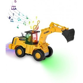 Zawaer Pelle Jouet, Pelleteuse Enfant avec LumièRes Et Musique, Engins De Chantier Jouet, Voiture Jouet AutopropulséE, Tracto