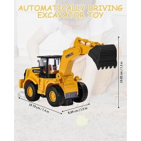 Zawaer Pelle Jouet, Pelleteuse Enfant avec LumièRes Et Musique, Engins De Chantier Jouet, Voiture Jouet AutopropulséE, Tracto
