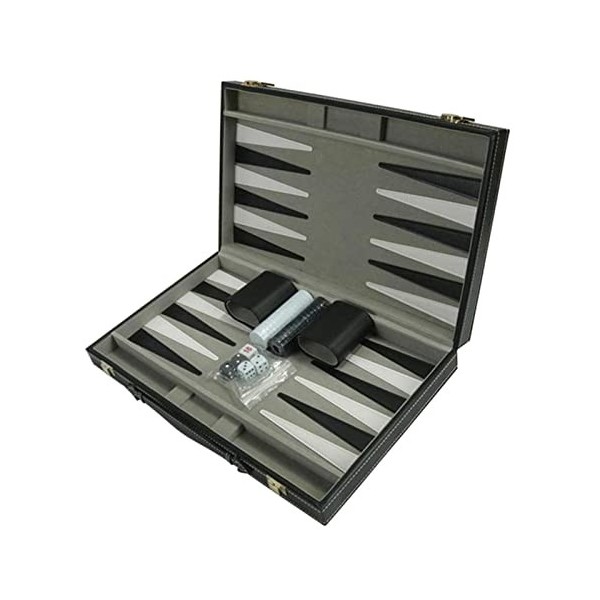 BESSTUUP Premium 15 pouces Backgammon Set étui portable en cuir PU avec pièces de jeu