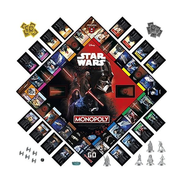 Monopoly : Disney Star Wars Dark Side Edition Jeu de Société pour Familles, Jeux pour Enfants, Star Wars Cadeau