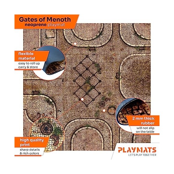 PLAYMATS- Warmachine & Hordes Bataille, Jeu, Tapis en Caoutchouc, C049-R-wmh, Gates of Menoth, 48" x 48" / 122 cm x 122 cm