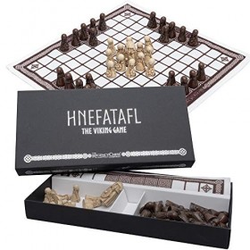 The Regency Chess Company Hnefatafl – Le jeu Viking comprend un plateau de jeu en lin avec des pièces de jeu Viking en résine