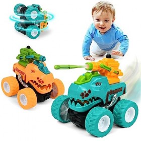 FORMIZON Monster Truck, Lot de 2 Jouets Voiture Monstre à Partir, Voitures Jouets à Inertie Rotation à 360°, Friction Pull Ba