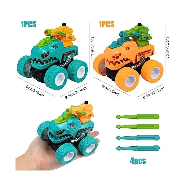 FORMIZON Monster Truck, Lot de 2 Jouets Voiture Monstre à Partir, Voitures Jouets à Inertie Rotation à 360°, Friction Pull Ba