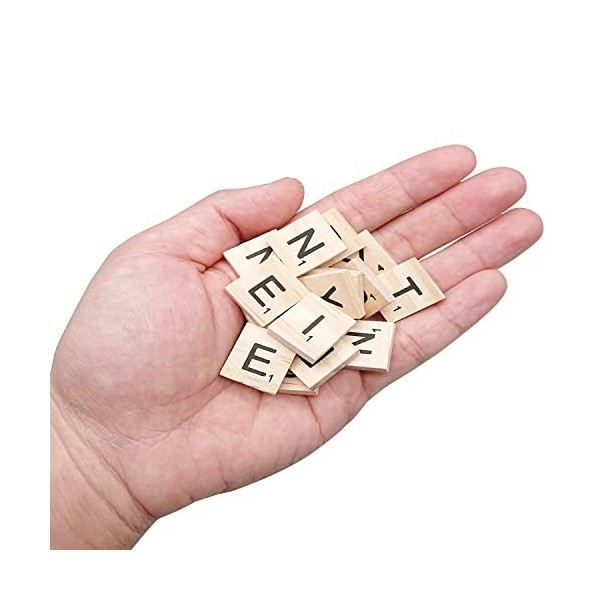 Lot de 400 lettres de Scrabble colorées en bois pour travaux manuels, orthographe, scrapbooking