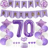 Yunchu Online Décoration de gâteau danniversaire 70 ans pour homme et femme - Violet et blanc - Décoration de fête danniver