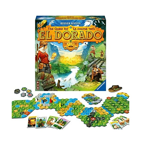 Ravensburger - La course vers El Dorado - Jeu de stratégie famille - Jeu de plateau deckbuilding - 2 à 4 joueurs dès 10 ans -