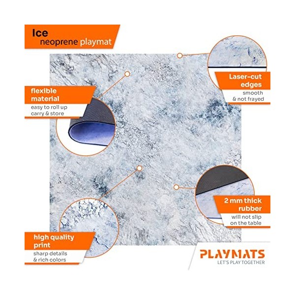 Playmats Tapis en Caoutchouc pour Jeux de Bataille – Warhammer Disc Wars – Ice 91,5 x 91,5 cm
