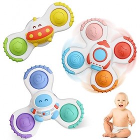 Wholede Spinner Bebe Ventouse - Jouet Ventouse Bebe, Pop It Bebe pour Baby 1 2 3 Ans, Jouet Bain Bébé pour se Baigner, Voyage