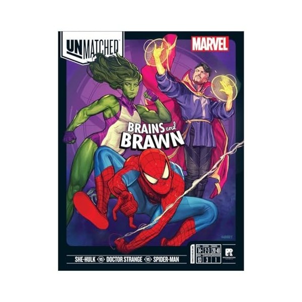 Restoration Games Marvel Brains and Brawn inégalé - Jeu de combat tactique avec Doctor Strange, She-Hulk et Spider-Man