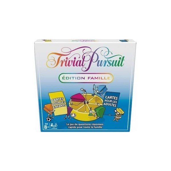 Trivial Pursuit Edition Famille Nouvelles Questions Version française - Cartes Enfants/Adultes - Set Jeu de société + 1 Carte