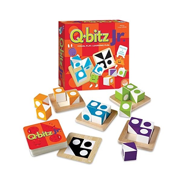 Mindware , Q-bitz Jr. , Miniature Game , Ages 5+ , 2-4 Players , 15 Minutes Playing Time