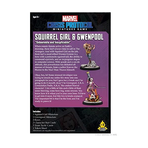 Lot de personnages Marvel Crisis Protocol Squirrel Girl & Gwenpool,Jeu de combat miniatures,Jeu de stratégie pour adultes,Tem