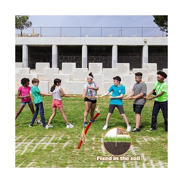 MrCarbon Corde à tirer de 12,2 m avec drapeau, jeux de jour sur le terrain pour adultes, enfants et amis. Jeux de plein air, 