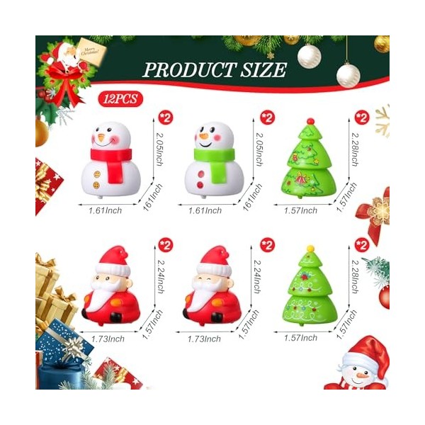 Sinmoe 12 Voitures de Noël à Tirer Mini Voiture de Course en Plastique Voitures Miniatures de Bonhomme de Neige Sapin de Noël