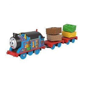 Le Train Thomas - Thomas et Le Cargo Feuilleté, Locomotive motorisée avec Fonctionnement à Piles, 2 Wagons Marchandises avec 