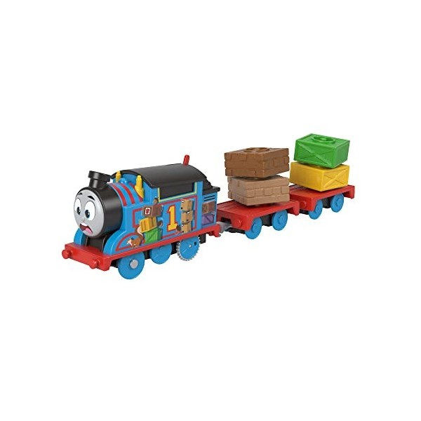 Le Train Thomas - Thomas et Le Cargo Feuilleté, Locomotive motorisée avec Fonctionnement à Piles, 2 Wagons Marchandises avec 