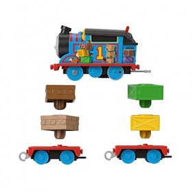 Le Train Thomas - Thomas et Le Cargo Feuilleté, Locomotive motorisée avec Fonctionnement à Piles, 2 Wagons Marchandises avec 