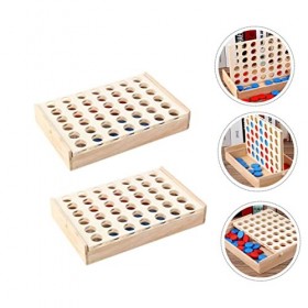 ibasenice 2 Ensembles Tridimensionnels Quadruple Éducatif Voyage en Bois Échiquier Voyage Jeu De Société Quatre en Ligne Jeu 
