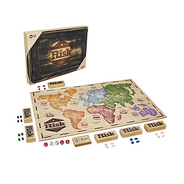 Hasbro Gaming- Risque Rustique, Grand Jeu de Stratégie en Édition Bois, Version Allemande, Unique, C2322800, Multi Exclusivit