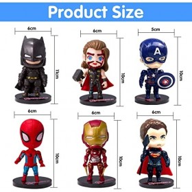 YISKY Mini Figurines Décoration Gâteau, 6pcs Figurines Super Héros, Figures Set Cake Topper, Gateau Décorations Cartoon, Aven