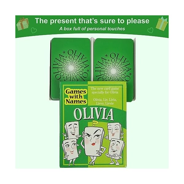 OLIVIAS GAME: jeu de cartes personnalisé unique pour les filles et les femmes appelé Olivia. Une idée de cadeau personnalisé
