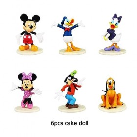 Deco Figurines Mickey Ensemble de Jouets Figurines Mickey Minnie Mouse Figurine Véhicules Micky Mouse Décorations de Gâteaux 