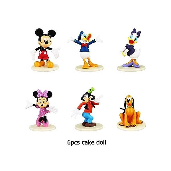 Deco Figurines Mickey Ensemble de Jouets Figurines Mickey Minnie Mouse Figurine Véhicules Micky Mouse Décorations de Gâteaux 