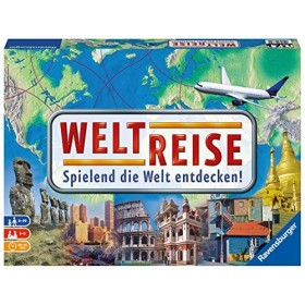 Ravensburger 26888 - Weltreise- Familienklassiker ab 8 Jahren - Gesellschaftsspiel, Reise einmal um die Welt, Reiseplanung fü