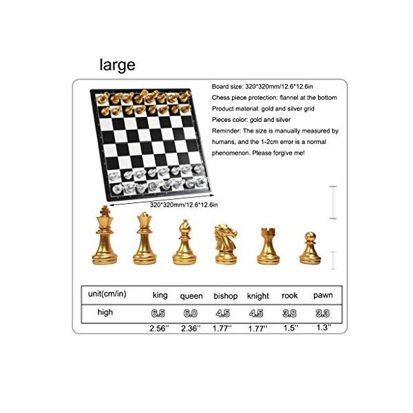 Jeu D'échecs Magnétique - Plateau Et Pièces Aimantées, Idéal Pour Voyages Et Jeux En Famille