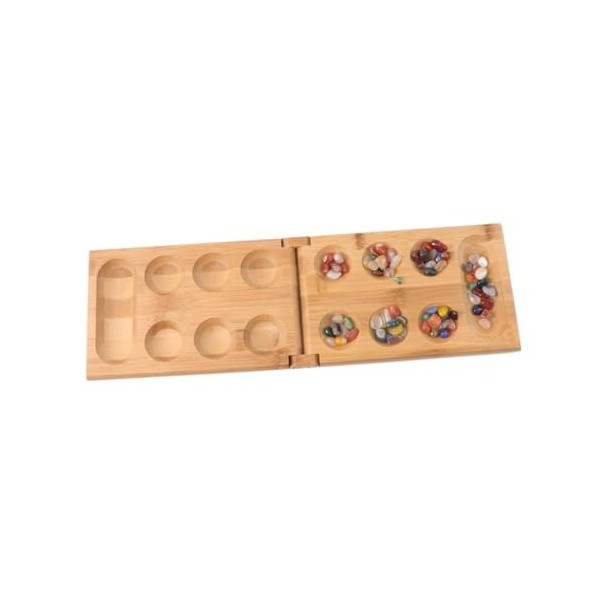 ibasenice Bambou Afrique Enfant Jeu Ensemble Bijou Mancala Conseil Puzzle Classique Plateau De Jeu Damier Jouet en Bois Échiq