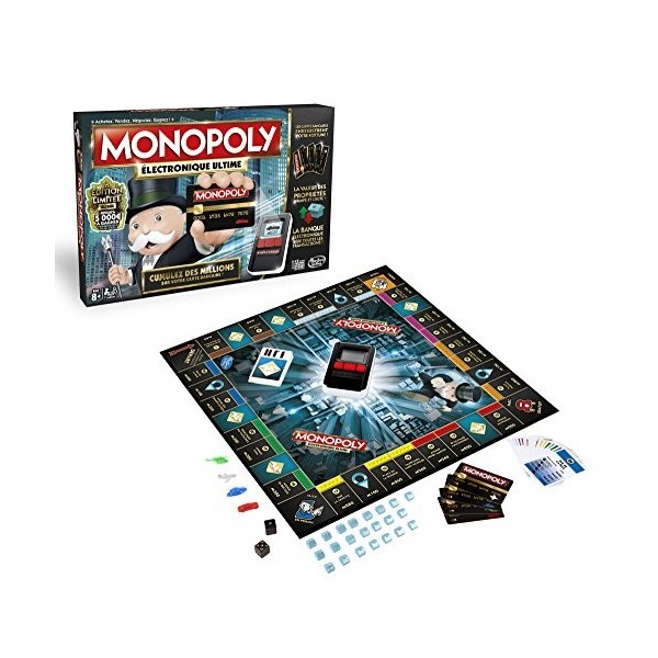 Monopoly Électronique Ultime, Jeu de société pour Famille et Enfant, à partir de 8 Ans, de 2 à 4 Joueurs, Version française